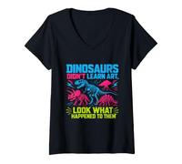Mujer Dinosaurs Didn'T Learn Art Funny Drawing Teacher Camiseta Cuello V