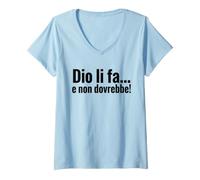 Mujer DIO li FA e Non dovrebbe Cita irónica Minimalista Camiseta Cuello V