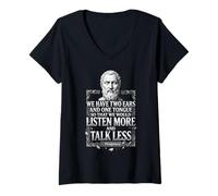 Mujer Diógenes Escuchar más Hablar Menos Filosofía Cita estoica Camiseta Cuello V