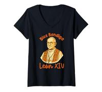Mujer Dios Bendiga Papa León XIV en español Dios bendiga al Papa León XIV Camiseta Cuello V