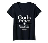 Mujer Dios Cita de fe Cristiana Camiseta Cuello V