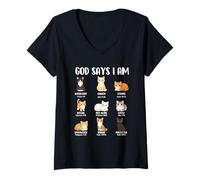 Mujer Dios Dice Que Soy - Christian Faith Cat Lover Kitty Owner Camiseta Cuello V