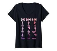 Mujer Dios Dice Que Soy lo Suficientemente Fuerte Único Elegido Valiente Amado Fe Camiseta Cuello V