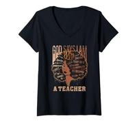 Mujer Dios Dice Que Soy un Maestro S_parkle Maestro Amante Mujer Negra Camiseta Cuello V
