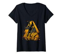 Mujer Dios egipcio Anubis Egiptología Egipto Mitología Antiguo Egipto Camiseta Cuello V