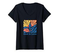 Mujer Dios es Amor Biblia Fe Cristianismo Jesús Camiseta Cuello V