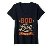 Mujer Dios es Amor Juan 4 8 - Vintage Christian Faith Camiseta Cuello V