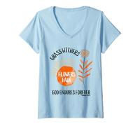 Mujer Dios es bueno, obra de arte cristiana Jesús Love Forever Flower Gift Camiseta Cuello V