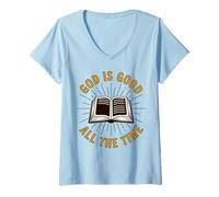 Mujer Dios es Bueno Todo el Tiempo, Regalo religioso y Cristiano para Hombres y Mujeres Camiseta Cuello V