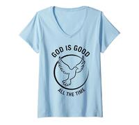 Mujer Dios es Bueno Todo el Tiempo, Regalo religioso y Cristiano para Hombres y Mujeres Camiseta Cuello V