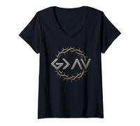 Mujer Dios es fiel más que altos y bajos Cristianos Hombres Mujeres Camiseta Cuello V