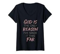 Mujer Dios es la única razón por la Que he Hecho Esta Cita de fe lejana Camiseta Cuello V