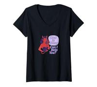 Mujer Dios está Ocupado, ¿Puedo ayudarte? Diablo Woman Art Demon Girl Camiseta Cuello V