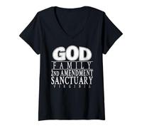 Mujer Dios, Familia y Santuario de la Segunda Enmienda: Virginia ~ Regalo Camiseta Cuello V