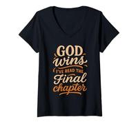 Mujer Dios GANA, he leído el capítulo Final - Christian Divertido Camiseta Cuello V