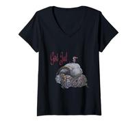 Mujer Dios Jul escandinavo Julbocken Yule Cabra después de John Bauer Camiseta Cuello V