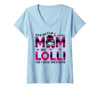 Mujer Dios me regaló a tittles mamá y lolli abuela Día de la Madre Camiseta Cuello V
