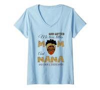 Mujer Dios me regaló Dos títulos mamá y Nana y yo los rockeo a los Dos Camiseta Cuello V