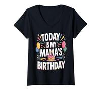 Mujer Dios mío, es el cumpleaños de mi mamá Camiseta Cuello V