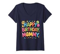 Mujer Dios mío, es el cumpleaños de mi mamá Feliz para él y mamá Camiseta Cuello V