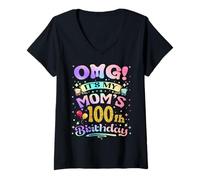 Mujer Dios mío, es el cumpleaños número 100 de mi madre, feliz 100 años Camiseta Cuello V