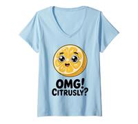 Mujer Dios mío, Gracioso Juego de Palabras con limón y cítricos, Linda Fruta Kawaii Camiseta Cuello V