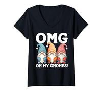 Mujer Dios mío, ¡Oh mis gnomos! Camiseta Cuello V