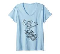 Mujer Dios Mono hindú Hanuman Camiseta Cuello V