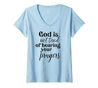Mujer Dios no está Cansado Oraciones Biblia Escritura Proverbios Jesús Orar Camiseta Cuello V