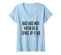 Mujer Dios no Nos ha Dado un espíritu de temor 2 Timoteo 1:7 Biblia Camiseta Cuello V