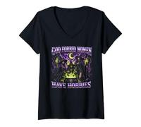 Mujer Dios no permita Que Las Mujeres tengan Pasatiempos Bruja Camiseta Cuello V