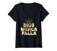 Mujer Dios Nunca Falla la fe Cristiana Camiseta Cuello V