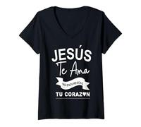 Mujer Dios te ama con Amor Eterno, ya no endurezcas más tu corazón Camiseta Cuello V