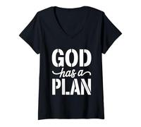 Mujer Dios Tiene un Plan: fe Cristiana Camiseta Cuello V