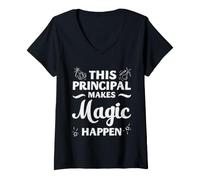 Mujer Director de la Escuela Magic Happens Liderazgo Apreciación Camiseta Cuello V