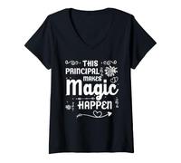 Mujer Director de la Escuela Magic Happens Liderazgo Apreciación Camiseta Cuello V