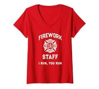 Mujer Director de Seguridad del Personal de Fuegos Artificiales patrióticos 4 de Julio Pyro Pro Camiseta Cuello V