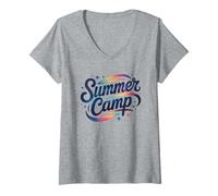 Mujer Director del Campamento DE Verano Espacio Escuela Camping Besties Crew Smore Camiseta Cuello V