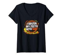Mujer Dirt Bike Motocross I Brush My Teeth with Dirt Camiseta Cuello V