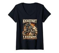 Mujer Dirtbike Dirt Bike Motocross Kickstart Legends Camiseta Cuello V