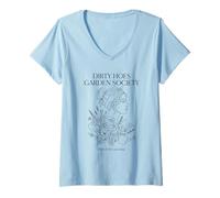 Mujer Dirty Hoes Garden Society Jardinería Minimalista Camiseta Cuello V