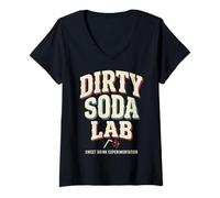 Mujer Dirty Soda Lab Drink Trend Meme Humor Camiseta Cuello V