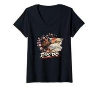 Mujer Disc Do Samurai Disc Golf Frolf Regalo de Guerrero japonés Camiseta Cuello V