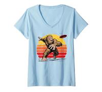 Mujer Disc Golf Bigfoot Outdoor Disc Sasquatch Camiseta Cuello V