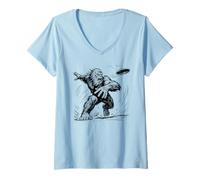 Mujer Disc Golf Bigfoot Outdoor Disc Sasquatch Camiseta Cuello V