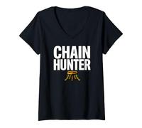 Mujer Disc Golf Chain Hunter Frolf Basket Camiseta Cuello V