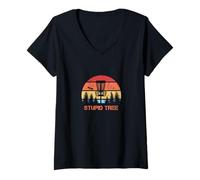 Mujer Disc Golf Stupid Tree Vintage Disc Sport Frisbee Saying Camiseta Cuello V