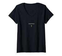 Mujer Discípulo Cristiano Cruz Jesús Camiseta Cuello V