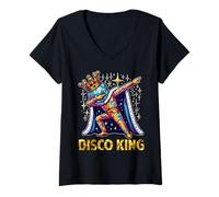 Mujer Disco King Costume 70s 80s Dance Parties Disco Man Dabbing Camiseta Cuello V