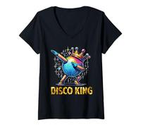 Mujer Disco King Costume 70s Dance Parties LED Disco Light Dabbing Camiseta Cuello V